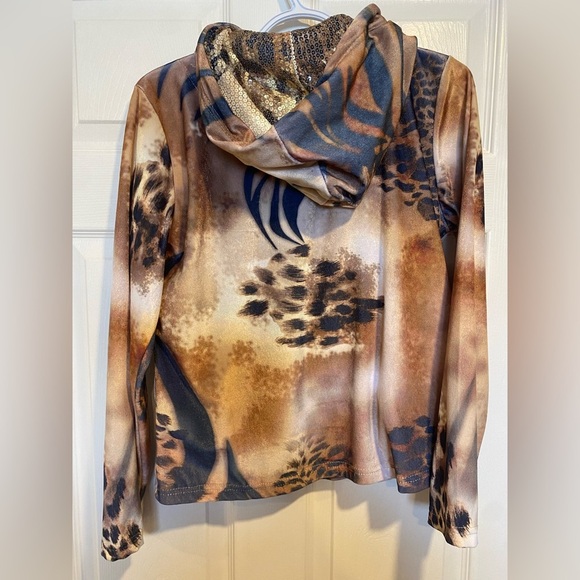 Y2K Kaktus Animal Print Velour Sequin Hoodie Size Small - Picture 8 of 10